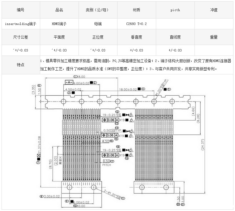 insertmolding端子冲压件参数图